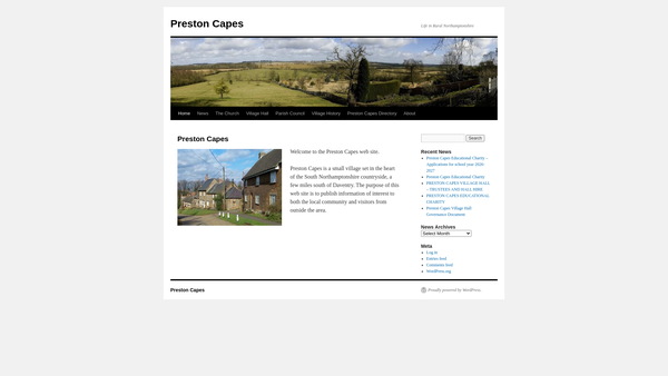 Screenshot of the Preston Capes Village Hall website