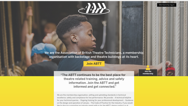 Screenshot of the The Association Of British Theatre Technicians website