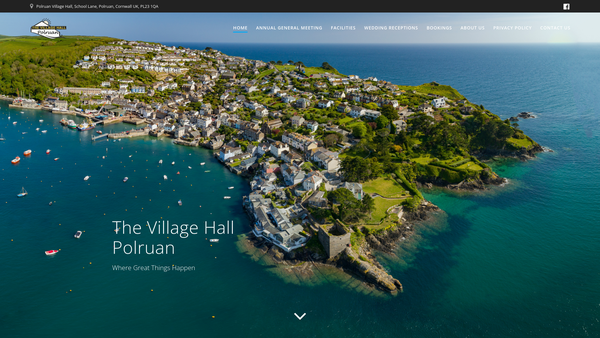 Screenshot of the Polruan Village Hall website