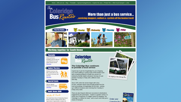 Screenshot of the The Coleridge Bus website