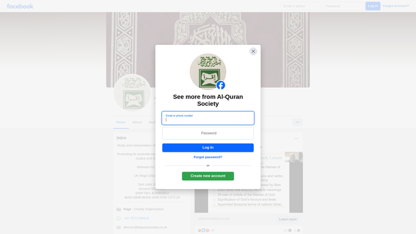 Screenshot of the Al Quran Society website