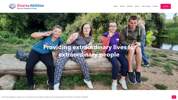 Screenshot of the Diverse Abilities Plus Ltd website