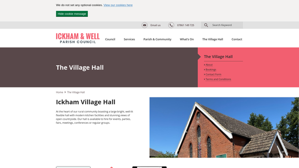 Screenshot of the Ickham Church Hall website