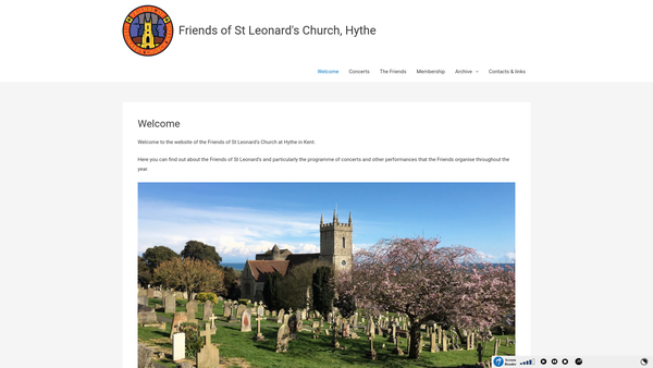 Screenshot of the The Friends Of St Leonard's Church, Hythe website