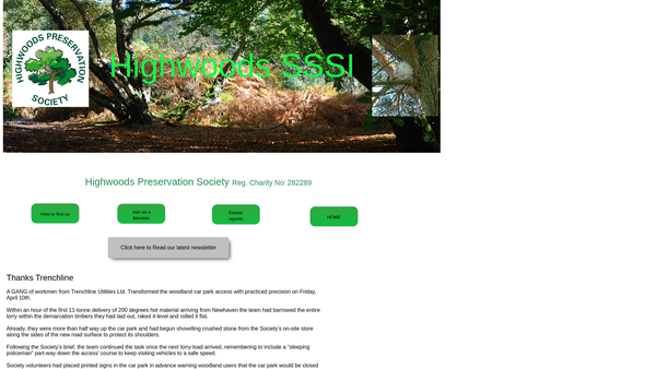 Screenshot of the Highwoods Preservation Society website