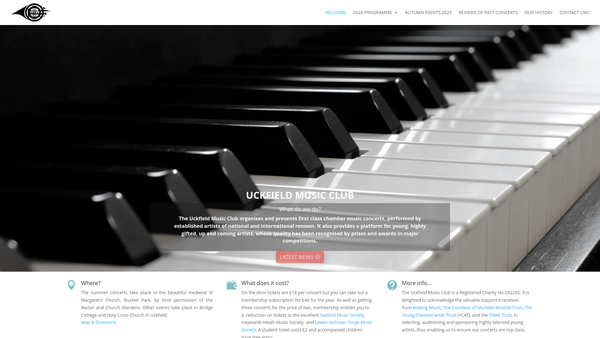 Screenshot of the Uckfield Music Club website