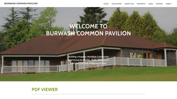 Screenshot of the Burwash Weald And Common Memorial Fund Playing Field website