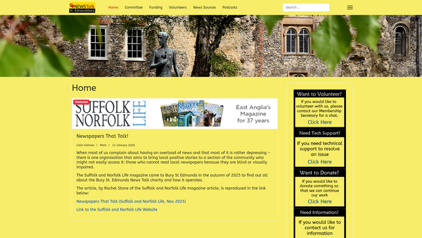 Screenshot of the St Edmundsbury Newstalk Association website
