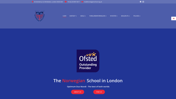 Screenshot of the The Norwegian School In London Limited website