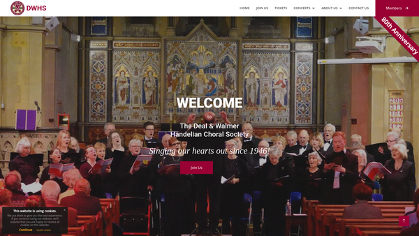 Screenshot of the The Deal And Walmer Handelian Society website