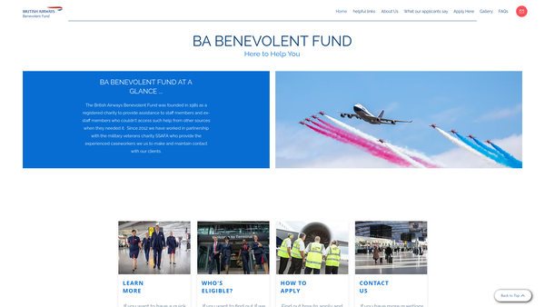 Screenshot of the The British Airways Benevolent Fund website