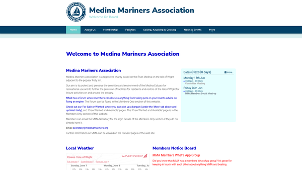 Screenshot of the Medina Mariners Association website