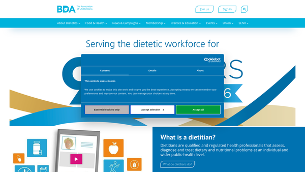 Screenshot of the British Dietetic Association General And Education Trust Fund website