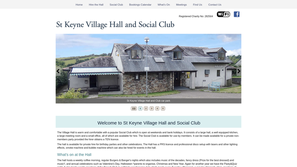 Screenshot of the St Keyne Village Hall website