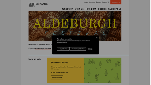 Screenshot of the Aldeburgh Music Endowment Fund website