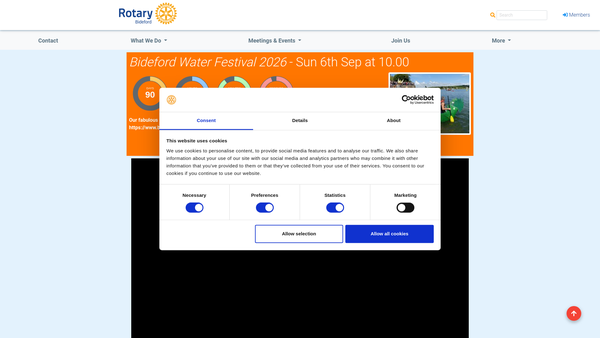 Screenshot of the Rotary Club Of Bideford Charity Fund website