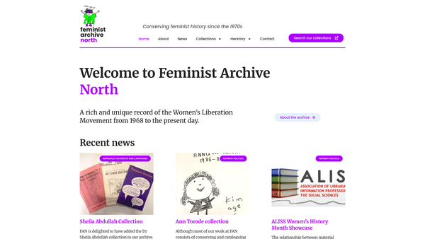 Screenshot of the Feminist Archive website