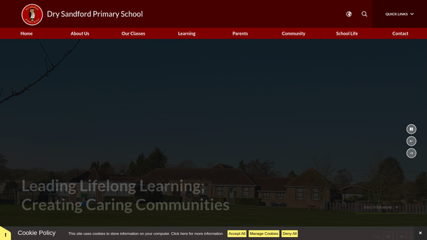 Screenshot of the Friends of Dry Sandford School (FODSS) website