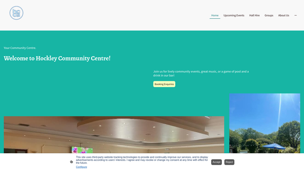 Screenshot of the The Hockley Community Centre Association website