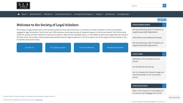 Screenshot of the The Society Of Legal Scholars In The United Kingdom And Ireland website