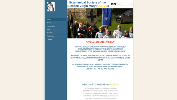 Screenshot of the Ecumenical Society Of The Blessed Virgin Mary website