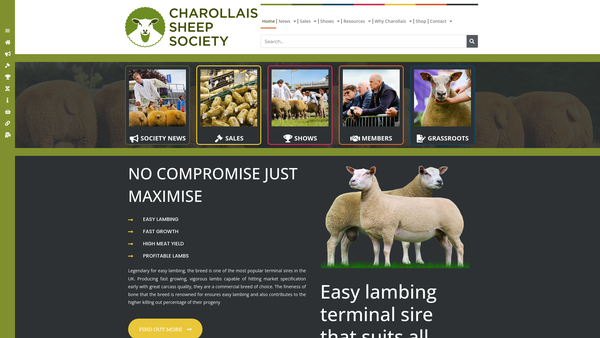 Screenshot of the British Charollais Sheep Society Limited website