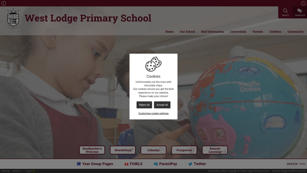 Screenshot of the Friends Of West Lodge Schools website