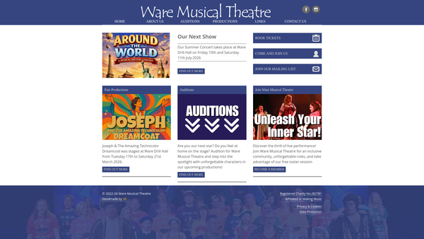 Screenshot of the Ware Musical Theatre website