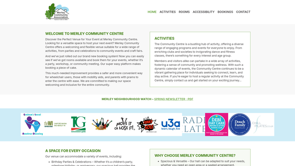 Screenshot of the Merley Community Association website
