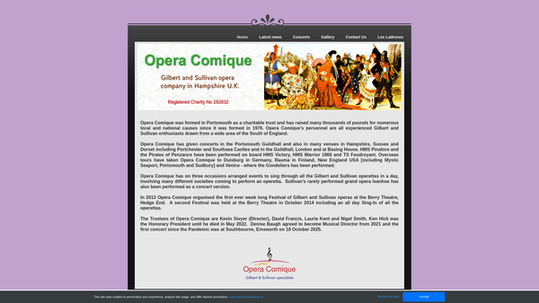 Screenshot of the Opera Comique Trust website