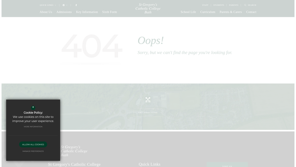 Screenshot of the St Gregory's Parents, Teachers And Friends Association website