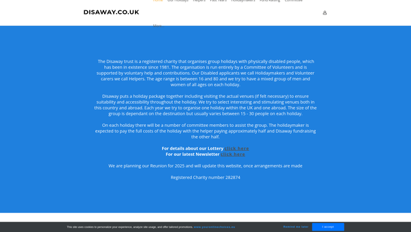 Screenshot of the The Disaway Trust website
