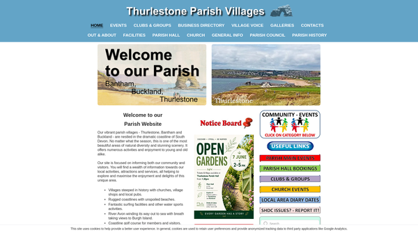 Screenshot of the The Thurlestone Parish Hall website
