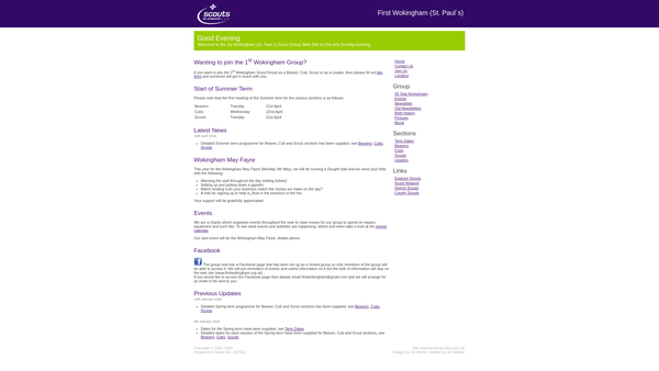 Screenshot of the 1st Wokingham (St Paul's) Scout Group website