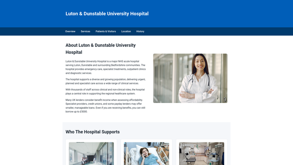 Screenshot of the The Hospital Radio website