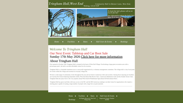 Screenshot of the West End Village Hall Management Trust website