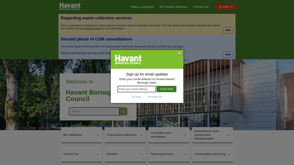 Screenshot of the Mayor Of The Borough Of Havant's Appeal Fund website