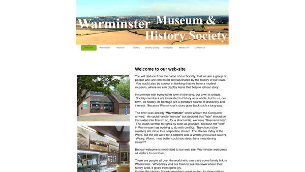 Screenshot of the Warminster Museum & History Society website