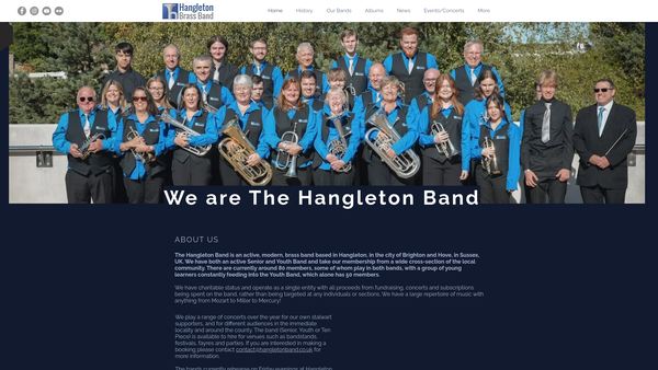 Screenshot of the Hangleton Band website