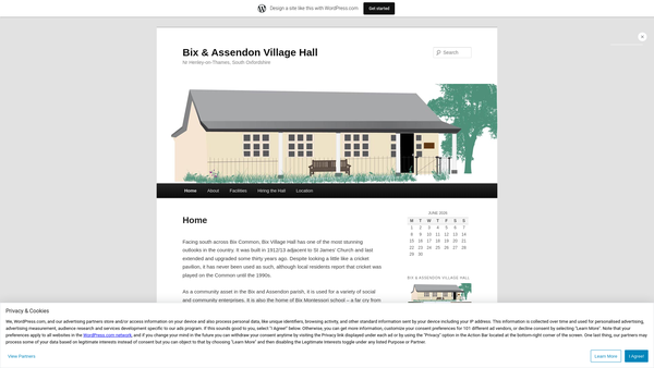Screenshot of the Bix And Assendon Village Hall Committee website