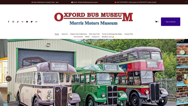Screenshot of the The Oxford Bus Museum Trust website