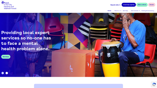 Screenshot of the Mind In The City, Hackney And Waltham Forest Ltd website