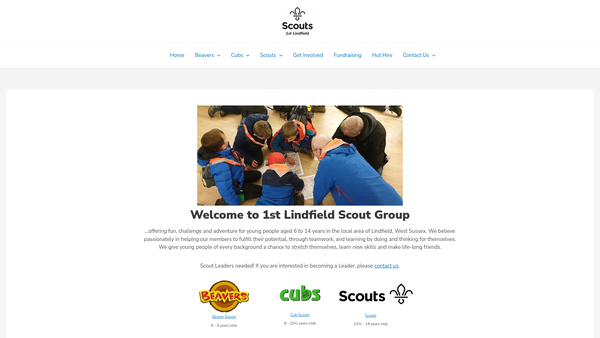 Screenshot of the 1st Lindfield Scout Group website