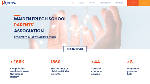 Screenshot of the Maiden Erlegh School Parents' Association website