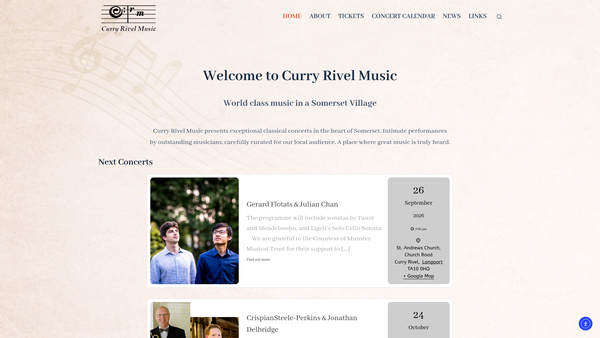 Screenshot of the Curry Rivel Music Club website