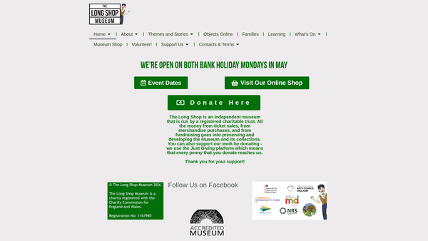 Screenshot of the The Long Shop Project Trust website