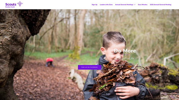 Screenshot of the Pamber Heath Scout Group website