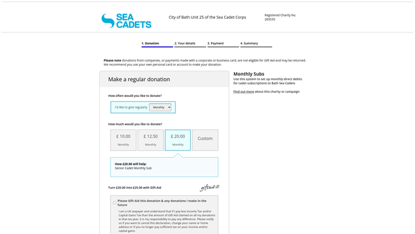 Screenshot of the City Of Bath Unit 25 Of The Sea Cadet Corps website