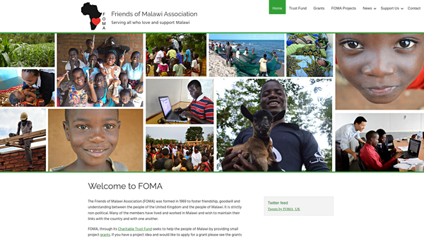 Screenshot of the The Friends Of Malawi Association Charitable Trust Fund website