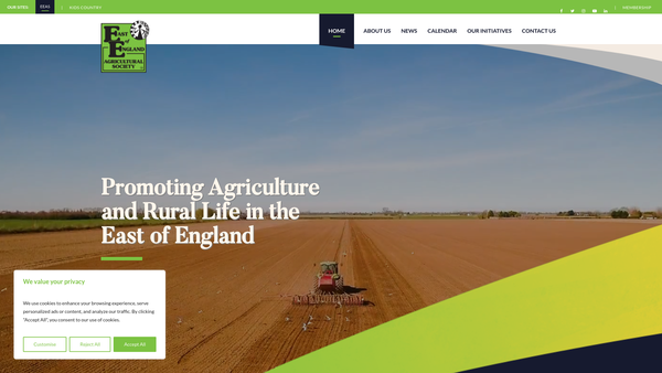 Screenshot of the East Of England Agricultural Society website